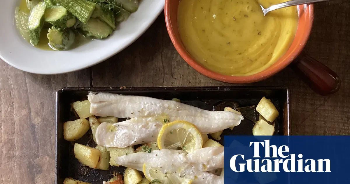 Rachel Roddy’s Baked Fish and Potatoes with Oregano and Lemon Mayonnaise Recipe