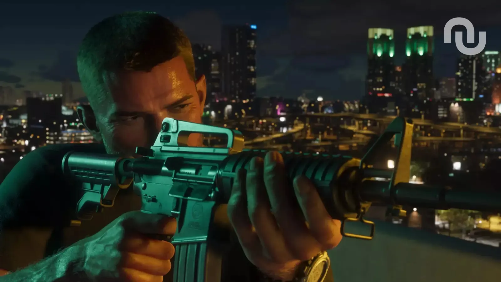 Screenshot of a highly detailed virtual city environment, representative of potential GTA 6 graphics.